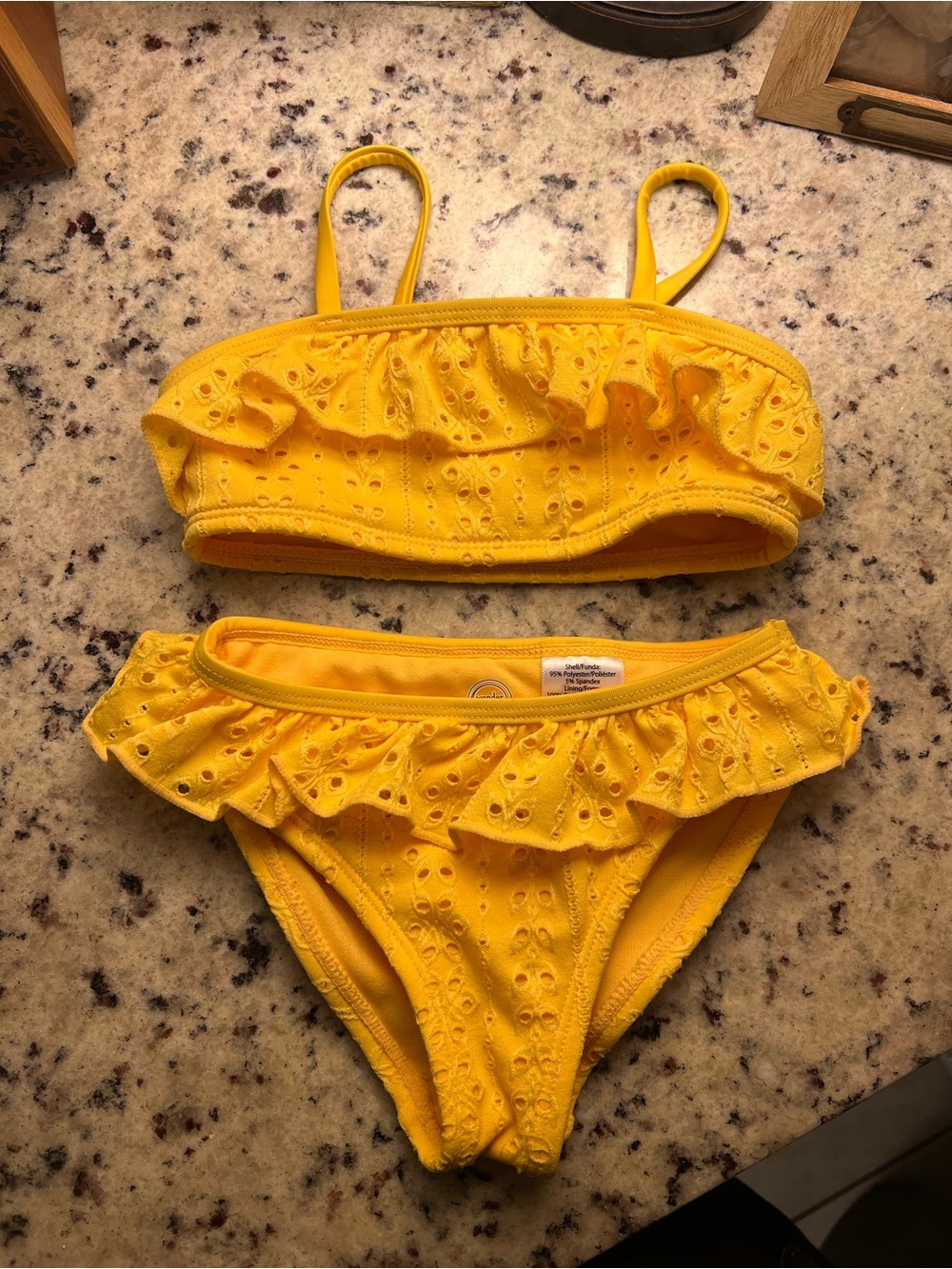 wonder nation Yellow Ruffled Eyelet Bikini Set